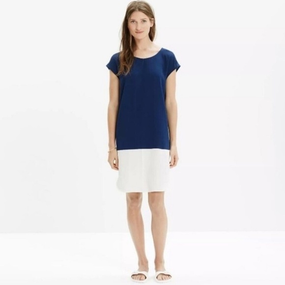 Madewell Layout Tunic Dress Colorblock Blue White Small - Picture 5 of 6